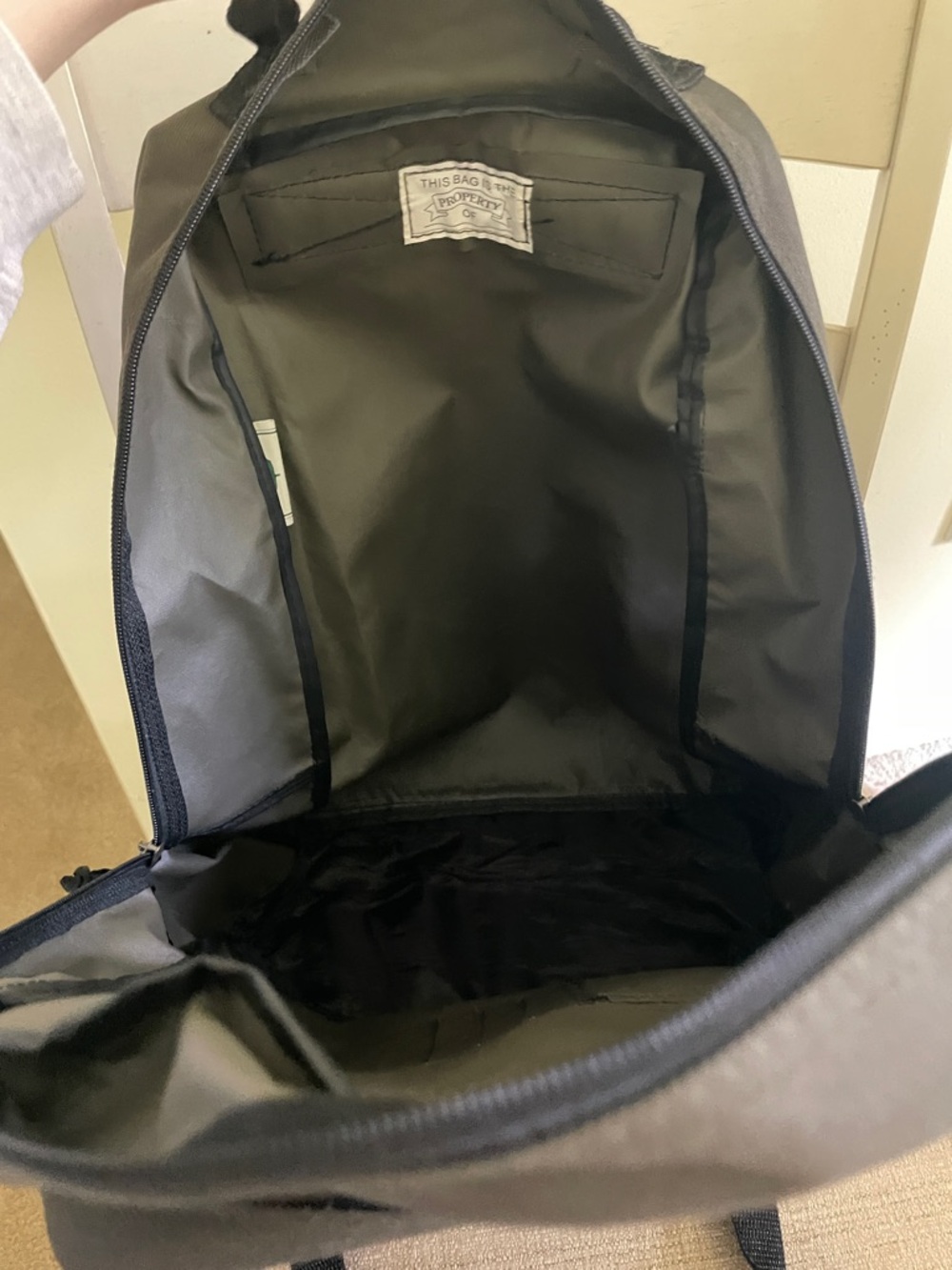 Aspen suede olive green and Brown school unisex Backpack - Picture 11 of 16